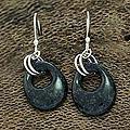 Sterling Silver 'Green Jaguar Night' Jade Earrings (Guatemala)