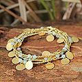 Gold Overlay 'Aqua Suns' Quartz Bracelet (Thailand)