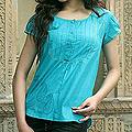 Cotton 'Feminine Turquoise' Blouse (India)
