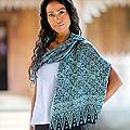 Silk 'Javanese Blue' Batik Shawl (Indonesia)