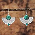 Sterling Silver 'Inca Tumi' Chrysocolla Dangle Earrings (Peru)