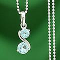 Sterling Silver 'Twin Souls' Blue Topaz Necklace (India)