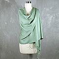 Wool and Silk Blend 'Extravagant Mint' Shawl (India)