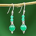 Sterling Silver 'Green Dreams' Onyx Earrings (India)