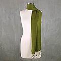 Wool and Silk Blend 'Kashmiri Olive' Scarf (India)