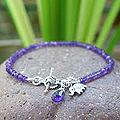 Sterling Silver 'Elephant Fortunes' Amethyst Bracelet (Thailand)