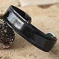Silver 'Black Sky' Leather Bracelet (Peru)