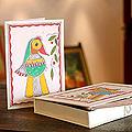 Set of 8 Paper 'Birds of Bihar' Madhubani Greeting Cards (India)