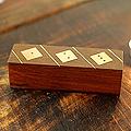 Seesham Wood 'Lucky Five' Brass Inlay Dice Set (India)