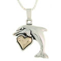 14k Gold and Sterling Silver Dolphin Necklace