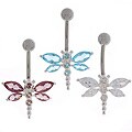 14g Surgical Steel Crystal Dragonfly Curved Barbell