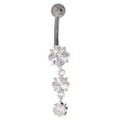 Silver Dangle CZ Curved Barbell