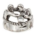 Silver 'Boxers' 1/3ct TDW Diamond Estate Ring (J, SI1) (Size 8.75)