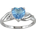 10k White Gold Diamond Blue Topaz Ring