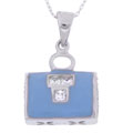 Sterling Silver CZ Blue Handbag Pendant
