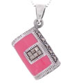 Sterling Silver Marcasite Pink Handbag Pendant