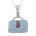 Sterling Silver Marcasite Seafoam Green Handbag Pendant