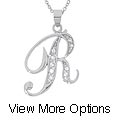 Sterling Essentials Sterling Silver 18-inch Cubic Zirconia Script Initial Necklace