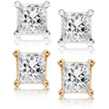 14k Gold 1ct TDW Princess-cut Diamond Stud Earrings (H-I, I1-I2)