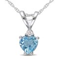 10k White Gold Diamond Blue Topaz Pendant