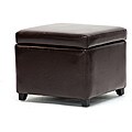 Barcy Bi-cast Leather Espresso Storage Cube Ottoman