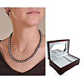 4k Gold Cultured Black Pearl Necklace/ Earring Set (8-9 mm/ 18 in)