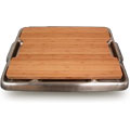Large Gourmet Cutting Board with Brushed Metal Tra