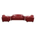 Red Bi-cast Leather Two Chairs and Sofa Set