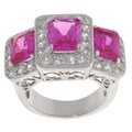 Glitzy Rocks Sterling Silver Pink and White Created Sapphire Ring