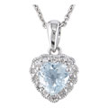 14k Gold Diamond Aquamarine Heart Pendant (Set of 3)