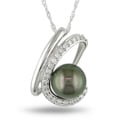 14k Gold Tahitian Pearl and 1/4ct TDW Diamond Necklace (J-K, I2-I3) (9-10 mm)