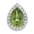14k White Gold 1/5ct Diamond and Peridot Pendant