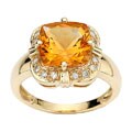 14k Yellow Gold 1/10ct Diamond and Citrine Ring