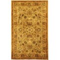 Handmade Antique Kasadan Olive Green Wool Rug (3' x 5')