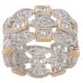 Icz Stonez Sterling Silver/18k Gold CZ Three-row Ring