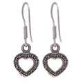 Sterling Silver Marcasite Open-heart Earrings