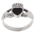 Sterling Silver Black Onyx Claddagh Ring