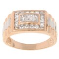Icz Stonez Sterling Silver Two-tone CZ Bold Men's Ring