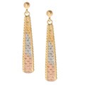 Gold over Silver Tri-color Triangle Dangling Earrings