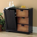 Distressed Black Trash Bin Storage Table