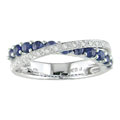 14k White Gold Sapphire and 1/10ct TDW Diamond Ring (J-K, I2-I3)
