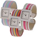 Geneva Women's Platinum Candy Stripe Fashion Watch