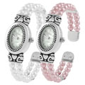 Geneva Platinum Faux Pearl Bangle Fashion Watch