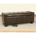 Tufted Leather Storage Bench Dark Brown