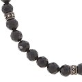 Sterling Silver Marcasite Faceted Black Onyx Beads Necklace