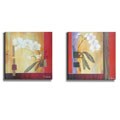 Li-Leger 'Orchid Lines' Stretched Canvas Art Set
