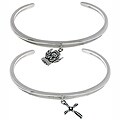 Sterling Silver Cross or Angel Charm Bracelet