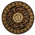 Hand-tufted Agra Black/Green Wool Rug (8' Round)
