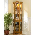 Golden Oak Lighted Curio Cabinet