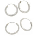 Sterling Silver Squared and Rounded Hoop Earrings